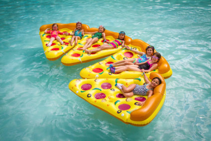 Pizza Floating at Camp Louise