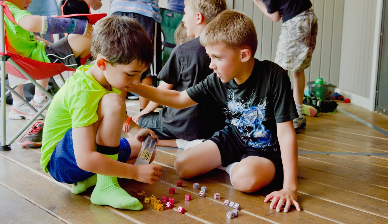 Airy campers playing a dice game