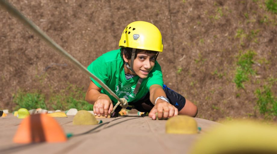 Climbing up the climbing tower