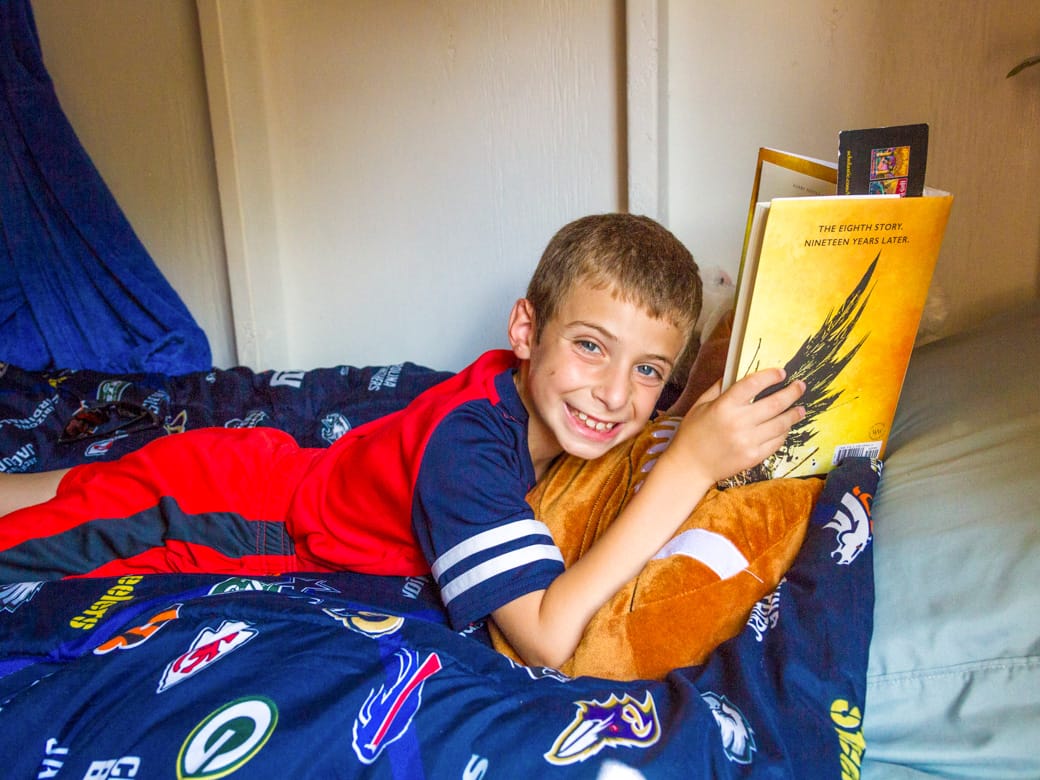 Airy camper reading