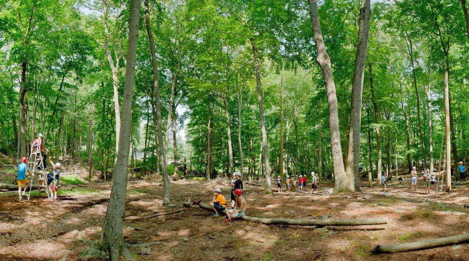 Campers on Airy ropes course