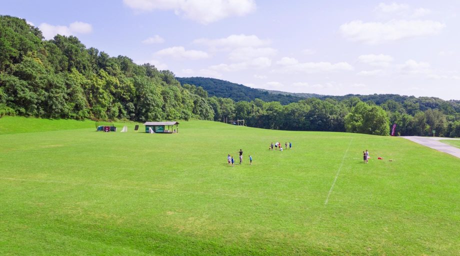 Aerial of Airy soccer fields