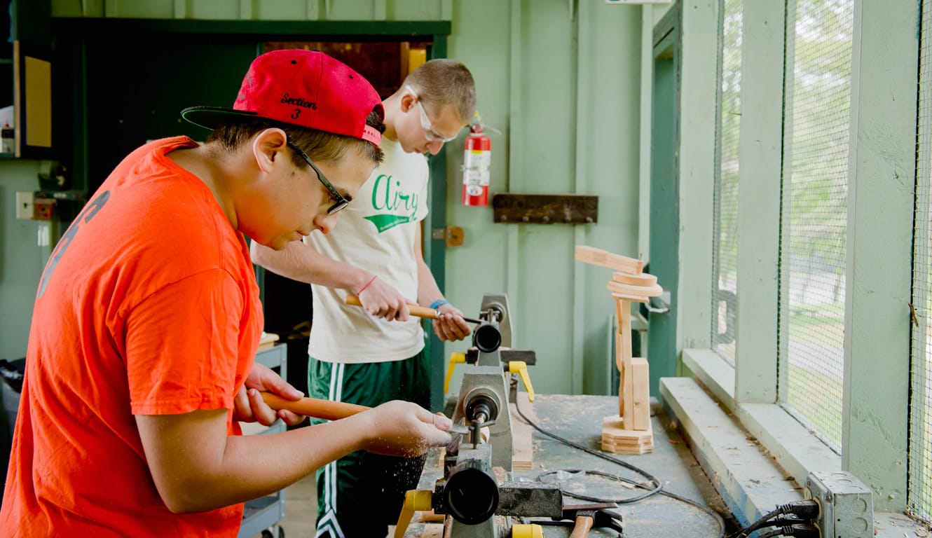 Boys at woodworking