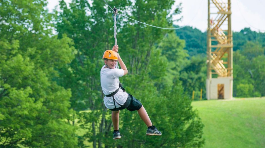 Camper on zipline